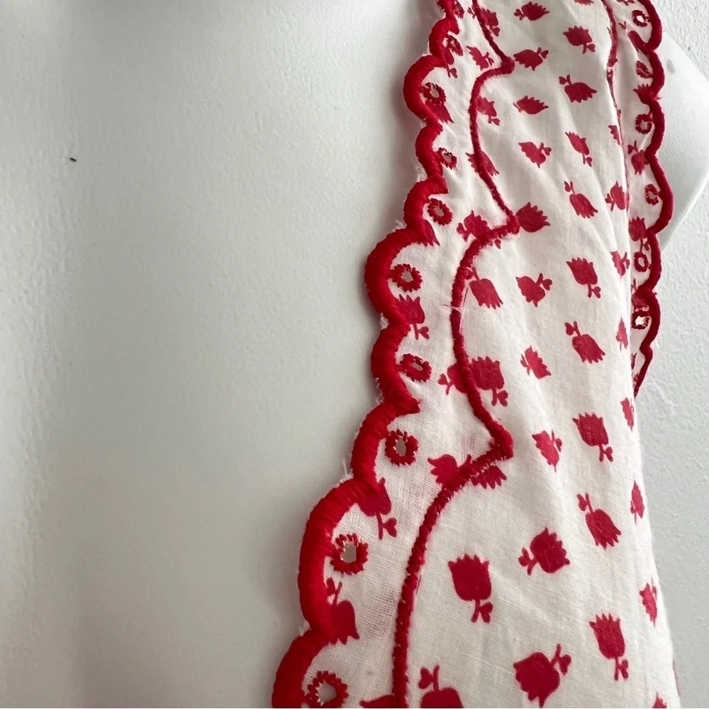 Vintage 1960s Barbizon Seraphim Batiste Red & White Floral Long Nightgown Medium - Picture 5 of 13